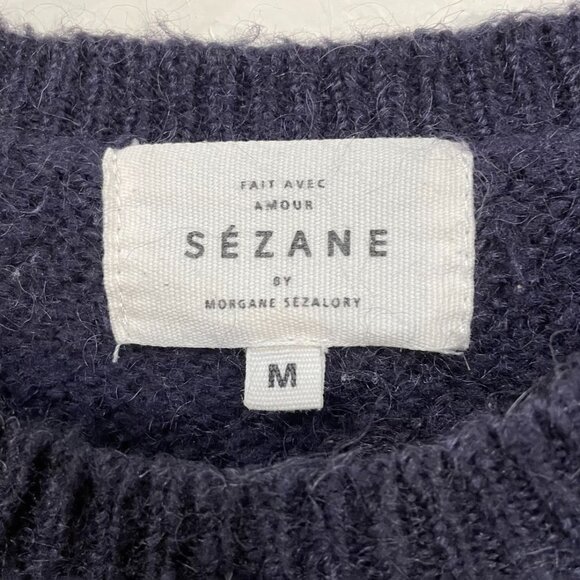 Rare! EUC Sezane Winnie Gradient Colorblock Sweater Blue White Medium - Picture 5 of 7